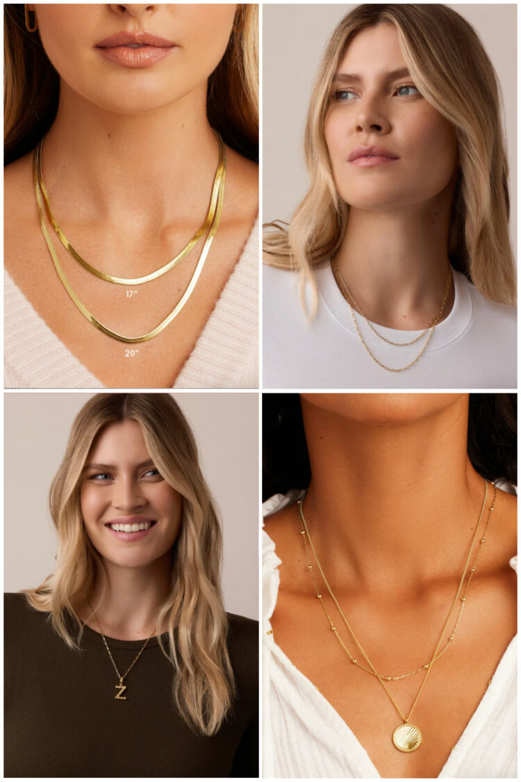 collage of necklaces available 20" and longer from Gorjana | stylish longer necklaces