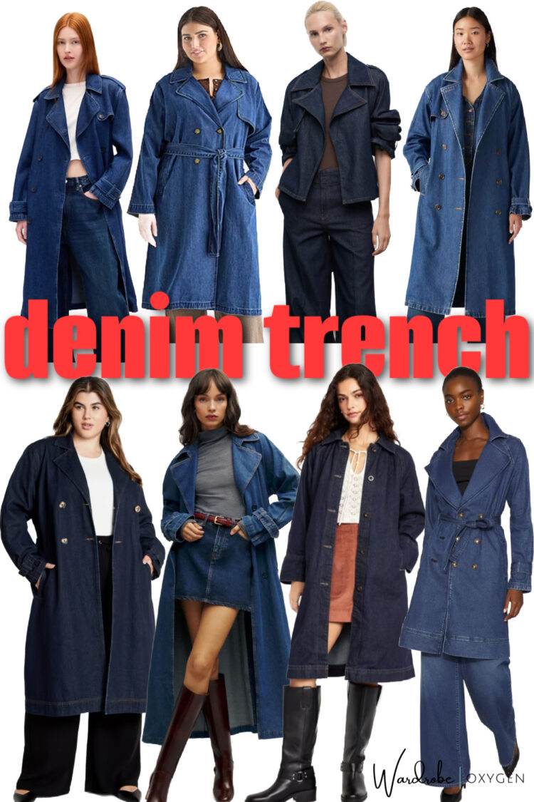 The Modern Denim Jacket Alternative 1 collage of The Modern Denim Jacket Alternative: the denim trench coat trend
