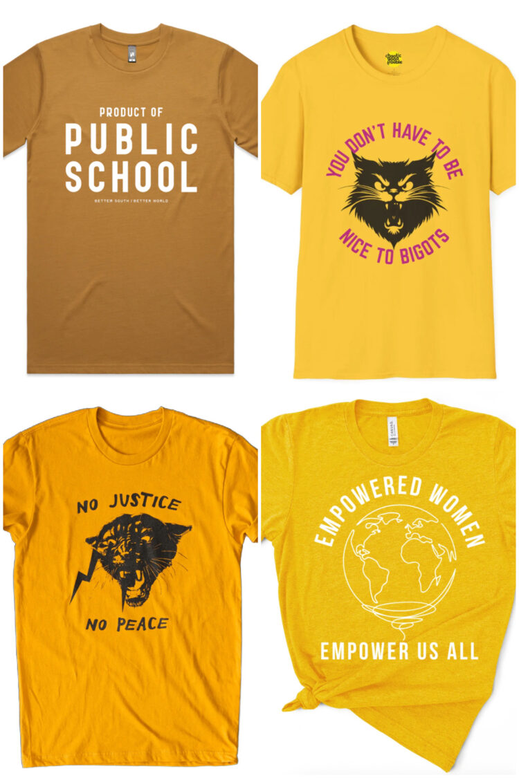 Wear Yellow: 4 yellow message tshirts for activism great for october 18 no kings