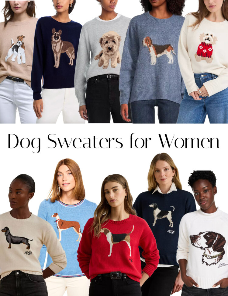 Collection of dog sweaters for women intarsia print