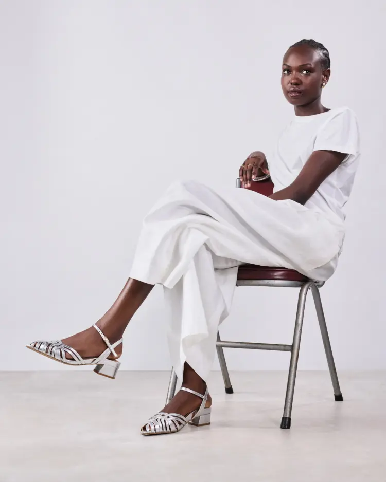 Bared Footwear Ratite heels in silver leather