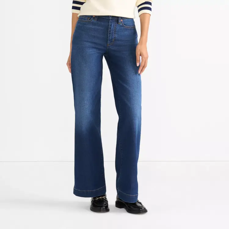 The Most Popular Jeans for Women Over 40 Based on the Wardrobe Oxygen Community 10 Lands' End High Rise Wide Leg Denim Jeans