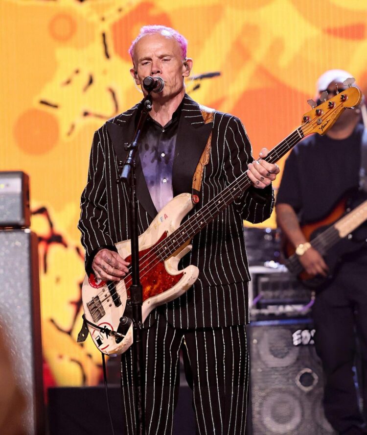Flea rocking the 2025 Rock & Roll Hall of Fame tonight paying tribute to Sly & the Family Stone 